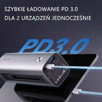 Powerbanka Powerbanka GENDOME 15000 mAh, průhledná (bezbarvá)