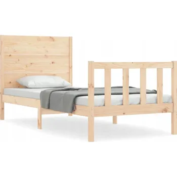 Postel Dřevěná postel z borovice 205,5x95,5x100 cm, přírodní, s čelem