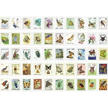 Sada 50 ks samolepek ve tvaru známek s motivy hmyzu 30x40 mm pro dekorace a kreativní projekty