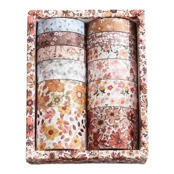 Balící papír Sada 12 rolí pásky s květinovým motivem Rhapsodia 2 m pro zdobení deníků, plánovačů, pozvánek a dalších kreativních projektů