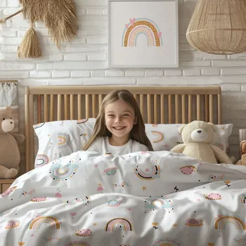 Povlečení Ložní povlečení bavlněné Stanex duha (LS411), 140 x 200 + 90 x 70, Zip