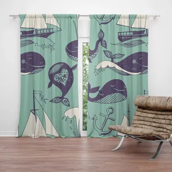 Závěs Sablio Závěs Velryby: 2ks 140x250cm