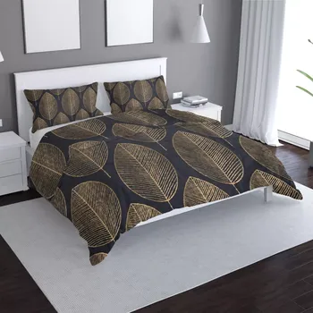 Povlečení Sablio Povlečení Zlaté listy - 140x200 / 90x70