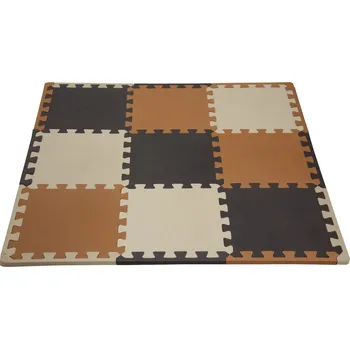 Hračka pro kojence Rialto Baby Hrací podložka puzzle s okrajem Brown Beige Grey 92x92 cm