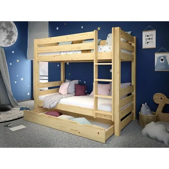 Dětská postel MAXMAX Dětská patrová postel z masivu borovice HONZA 200x90 cm Přírodní