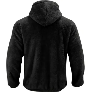 Pánská zimní bunda Plyšová teplá bunda s rolákem Zapínání na zip Praktické kapsy Pohodlná zimní bunda z polyesteru Měkké hřejivé provedení černá L