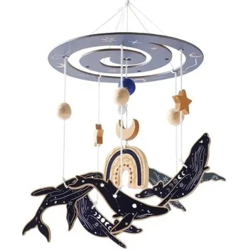 Hračka pro nejmenší Dětský závěsný kolotoč k zavěšení nad postýlku, motiv delfínů, dekorace na uklidnění, ideální pro spánek miminka