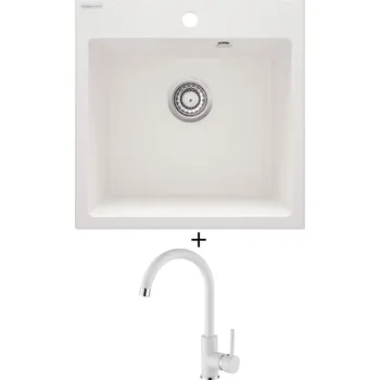 Granitový dřez Granitový dřez SET Deante EVORA ZQJ A103 bílá + Aquastone AQ 5561 bílá