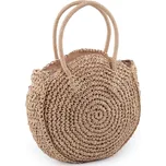 Háčkovaná kabelka z rafie - lýka se zipem 33x37 cm - režná přírodní - VÝPRODEJ