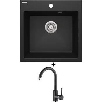 Granitový dřez Granitový dřez SET Deante EVORA ZQJ G103 černá metalická + Aquastone AQ 5561 černá metalická