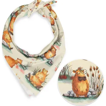 Šátek Dětský bavlněný šátek Sandra SA-710 Kapybary na krémovém 45 x 45 cm