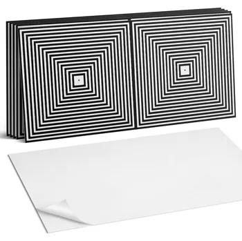 vinylová podlaha Vinylové obkladové panely na stěnu - Koncentrické linie v čtvercích 6 Ks 60x30 cm