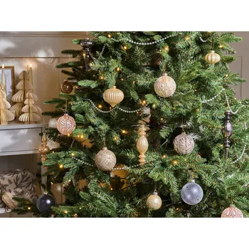 Vánoce Sada 24 vánočních ozdob růžové zlato závěsné dekorace tradiční styl vánoční koule na stromeček Beliani