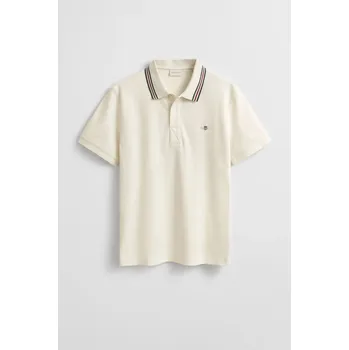 Pánská košile POLOKOŠILE GANT COLLAR TIPPING SS POLO CREAM