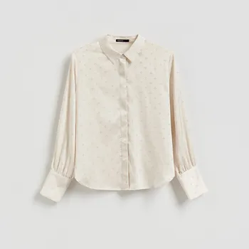 Dámská košile Reserved - Košile s kamínky - krémová - 519JS-01X - 519JS-01X-S