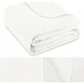 Prostěradlo Přehoz na postel pohovku 170x210 prošívaný vzor rybí kosti VELUR Caden BÍLÁ