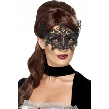 Karnevalová maska Benátská maska na oči Smiffy's SF45227 látková čaroděj černá