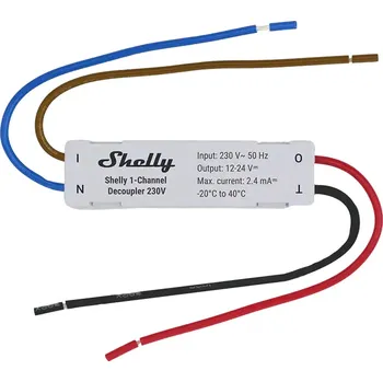 Relé Shelly 1-Channel Decoupler 230V - modul pro propojení AC vypínačů s DC zařízeními 1-CH-DCPLR-230V