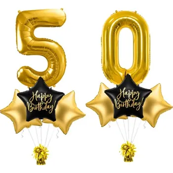 Party dekorace MojeParty Balonkový set - narozeninová oslava 50 let - černo-zlatá