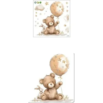 Samolepící dekorace Samolepka na zeď s motivem medvěda 35x32 cm nástěnná dekorace z průsvitného matného vinylu snadná aplikace a odstranění