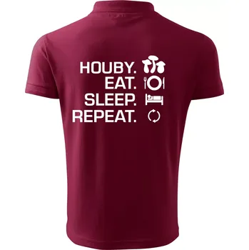 Pánská košile Houby Eat Sleep Repeat - Polokošile pánská Pique Polo 203 - 5XL ( Garnet )