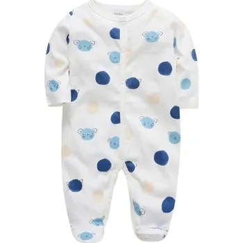 Kojenecký overall Bavlněný dětský overal s kresleným potiskem Bílá barva Chlapecké dupačky a pyžamo pro novorozence Měkké kojenecké oblečení z prodyšné bavlny 3-6 měsíců