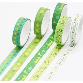 Balící papír Sada 5 ks pásky s motivem avokáda a veselých vzorů 2 m pro zdobení deníků, plánovačů, pozvánek a dalších kreativních projektů