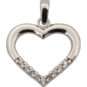 Přívěsek Zlatý přívěsek z bílého zlata se zirkony srdce 2713LOTW (585/1000) 0.9 g