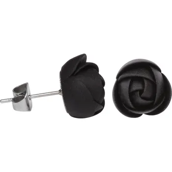 Náušnice Černé náušnice puzetky menší kytičky Troli