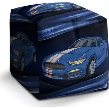 Taburet Sablio Taburet Cube Mustang Modré pozadí s pruhy: 40x40x40 cm