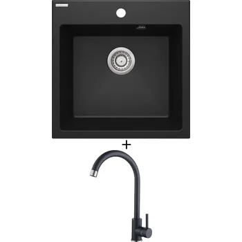 Granitový dřez Granitový dřez SET Deante EVORA ZQJ G103 černá metalická + Aquastone AQ 4561 černá metalická