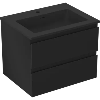 Koupelnový nábytek Mexen Orio koupelnová skříňka 60 cm s umyvadlem Otis, 2 zásuvky, černá mat - 91A10-06047-2-BFF71-W18M71 Skříňky s umyvadlem