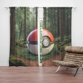Závěs Sablio Závěs Pokemon ball Les: 2ks 140x250cm
