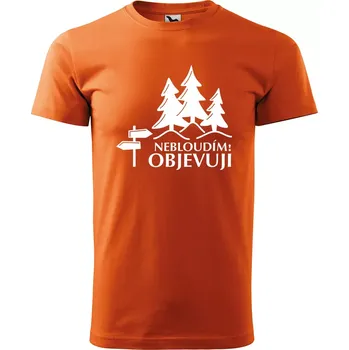 Pánské tričko Sablio Tričko s potiskem Nebloudím! Objevuji - oranžové S