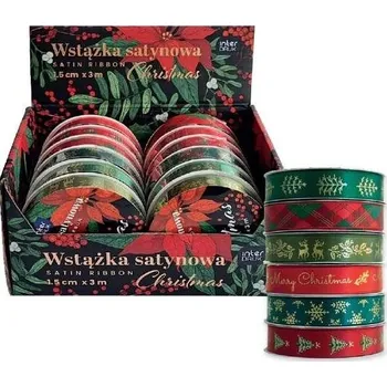Stuha Dekorační stuha Vánoční saténová 15MM/3M mix