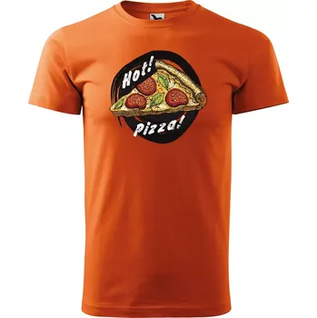 Pánské tričko Sablio Tričko s potiskem Hot pizza - oranžové 5XL