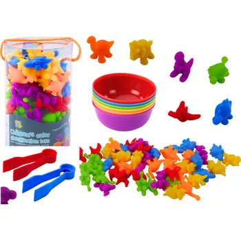 Výuková hračka Sada vzdělávací třídička učení barev počítání dinosauři 48 ks