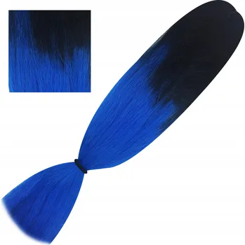 Příčesek Syntetické vlasy na copánky dredy SOFT KANEKALON, ombre barva černá/granátová