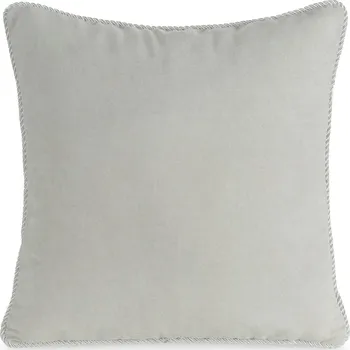 Povlak na polštářek Dekorativní povlak na polštář 45x45 cm krémový z veluru s ozdobnou šňůrou