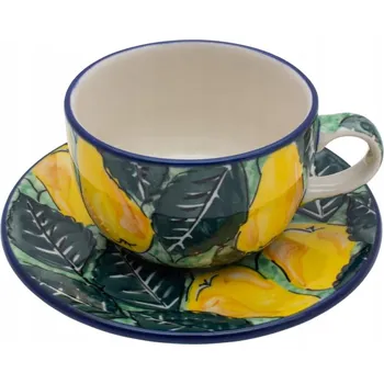 ŠÁLEK 200 ml s podšálkem Ceramika Artystyczna Bolesławiec U3067 GRUSZKI