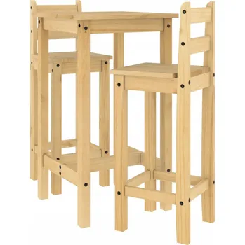 Jídelní stůl Barový set z masivního borovicového dřeva, stolek 57x57x101 cm, židle