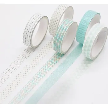 Balící papír Sada 5 ks pásky s geometrickými vzory 2 m pro zdobení deníků, plánovačů, pozvánek a dalších kreativních projektů