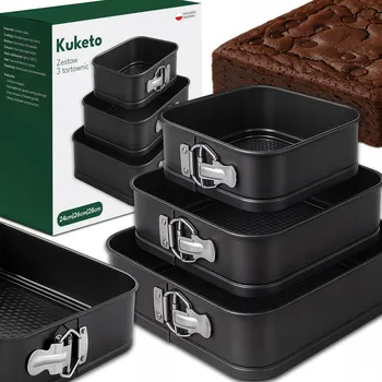 Forma na pečení 3x FORMA NA DORT čtvercová FORMA PLECHU FORMA pro pečení NON-STICK 24/26/28