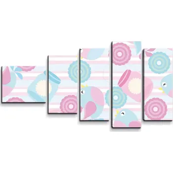Obraz Sablio Obraz - 5-dílný Roztomilí ptáčci - 100x60 cm
