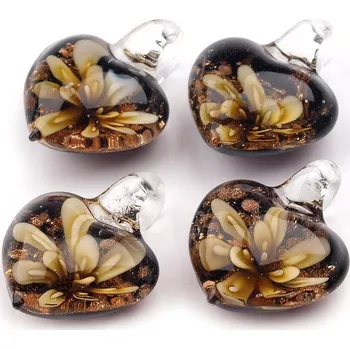 Náramek Skleněný přívěsek srdce 21x21 mm, malé, 3 Vanilla Ice