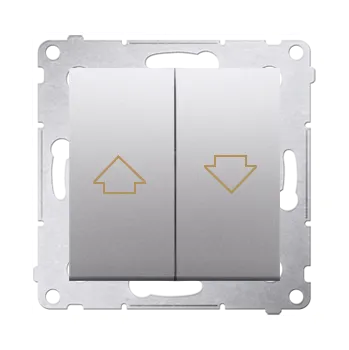 vypínač Tlačítko žaluziové, řazení 1/0+1/0 s blokováním, 16 A / 230 V~,, Simon 54 DZP1A.01/43, stříbrná metalizovaná