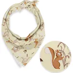 Dětský bavlněný šátek Sandra SA-700 Veverky a ježci na světle vanilkovém 70 x 70 cm