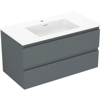 Koupelnový nábytek Mexen Orio koupelnová skříňka 90 cm s umyvadlem Otis, 2 zásuvky, grafit mat/bílá mat - 91A10-09047-2-BFF66-W18M01 Skříňky s umyvadlem