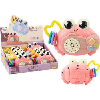 Krabí fotoaparát chrastítko projektor na baterie zvuky růžový