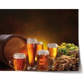 Plakát Sablio Plakát Sklenice s pivem - 90x60 cm